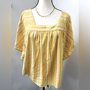 Tommy Hilfiger Women's Striped Butterfly Top Petite Square Neck Cropped Blouse L